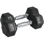 Zeshoekige halter - Oefengewicht gietijzer - Krachttraining thuis - Gestructureerde greep - 45 kg