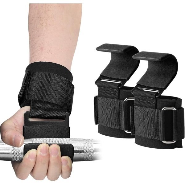 Zware Gewichthefhaken met Antislip Rubberen Handgrepen en Neopreen Polssteun voor Krachttraining