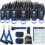 Zware weerstandsbanden - Fitness banden - Krachttraining thuis - Inclusief deuranker - Tot 370 lbs - Zwart