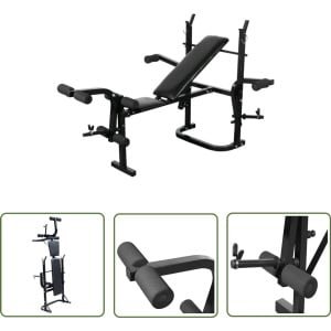 vidaXL Fitnessbank - Halfterbank - Halterbank zwart - Home Gym - Krachttraining - Bodybuilding