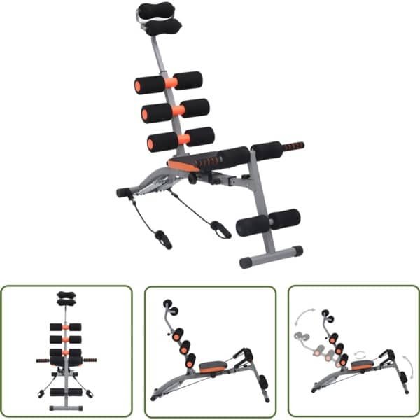 vidaXL Fitnesstools - Buikspiertrainer - Buikspiertrainer L-vormig met elastische koorden - Homefitness - Krachttraining - Sporttoestellen