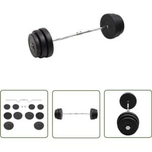 vidaXL Halterset - Fitness - Halter gebogen met gewichten 90 kg - Krachttraining - Home Workout - Gym Equipment